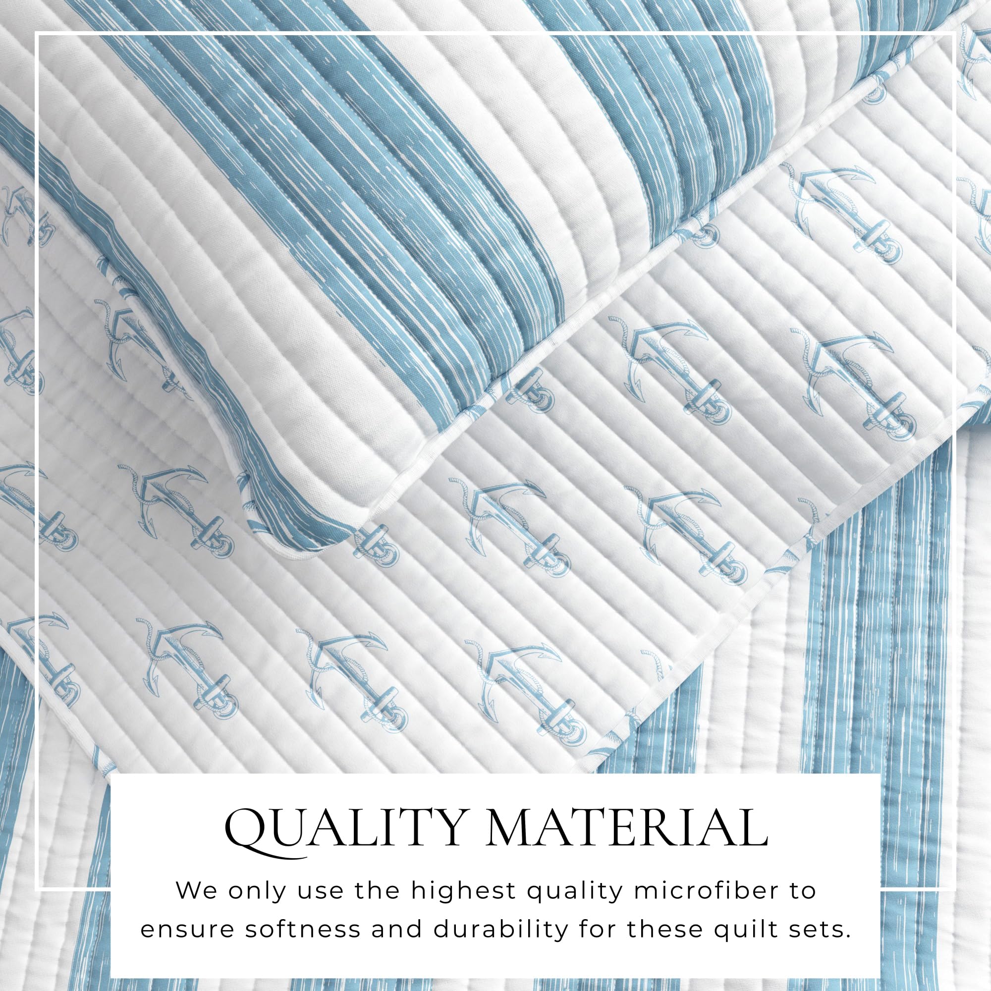 Great Bay Home coastal quilt stitching close-up highlights durability and craftsmanship.