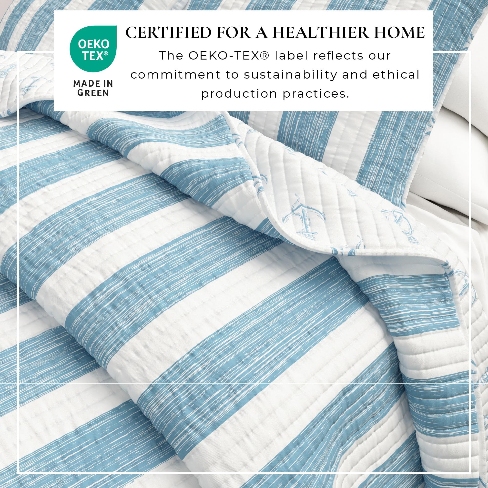 Great Bay Home twin quilt sham on bed, ready for beach-inspired rooms.