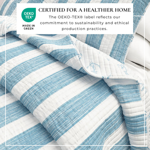 Great Bay Home twin quilt sham on bed, ready for beach-inspired rooms.