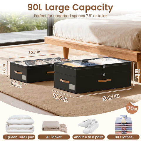 Great Dachong 90L XXL capacity stores clothes and bedding neatly.