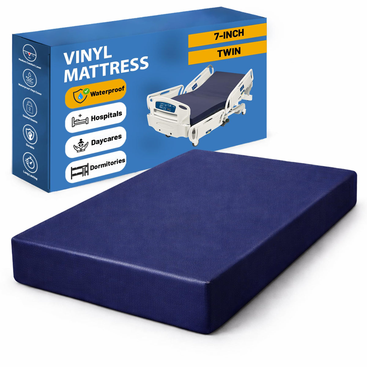 Greaton 7-inch mattress with foam core contours for comfort and pressure relief.