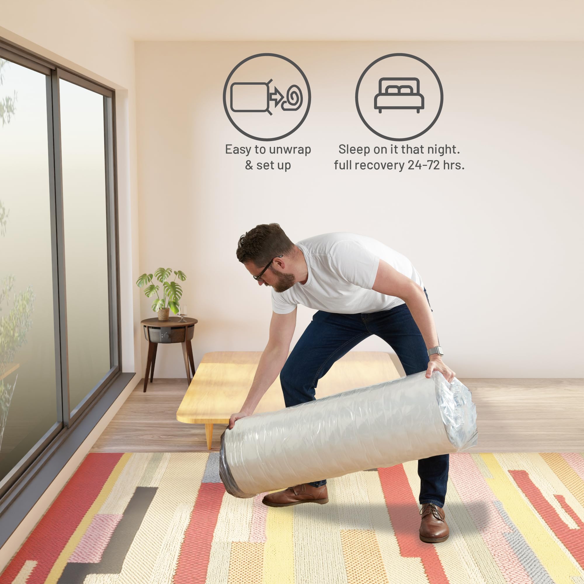 Greaton expansion guidance shows 24-72 hours for full shape after unboxing.