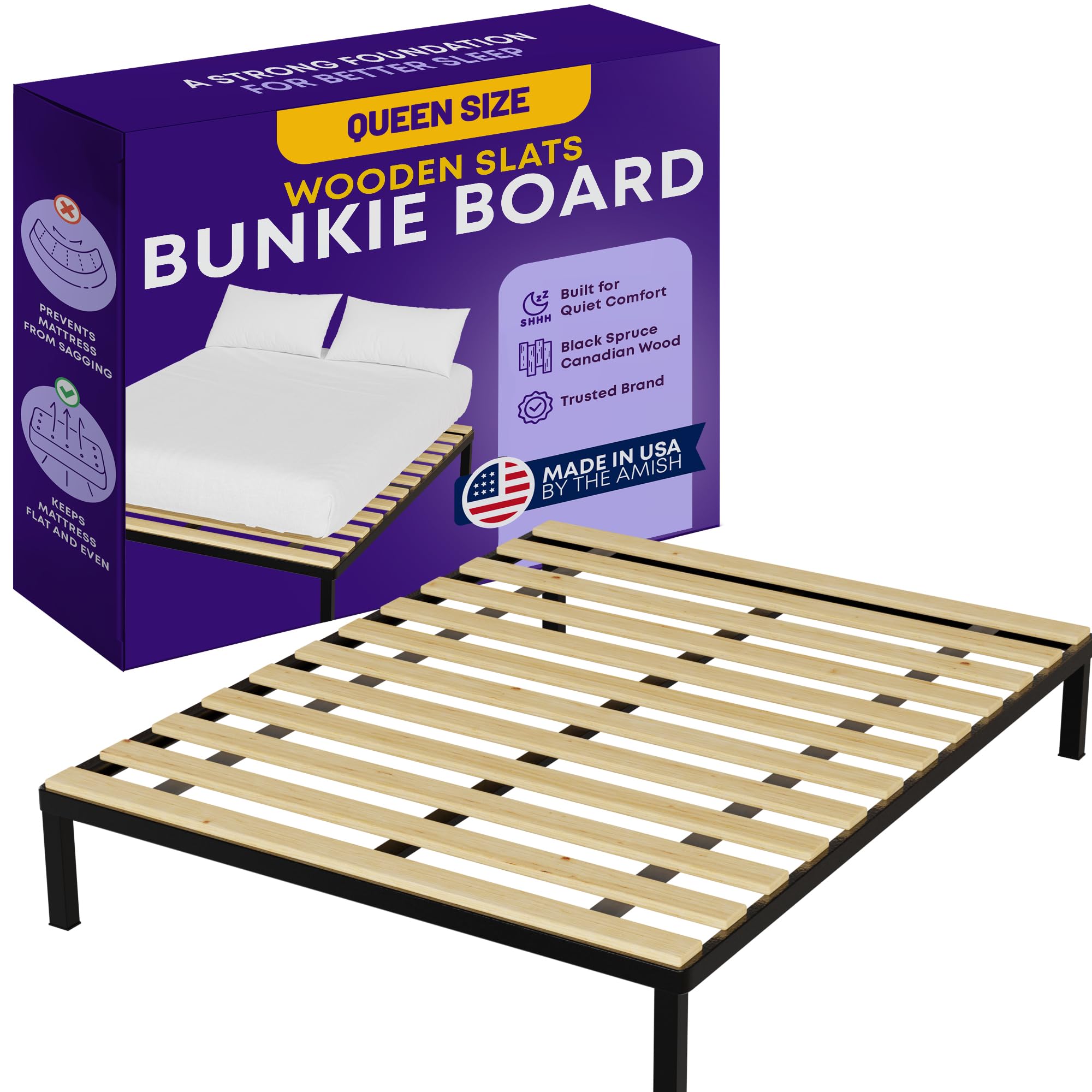 Greaton wooden queen slats provide stable mattress support on a standard bed frame