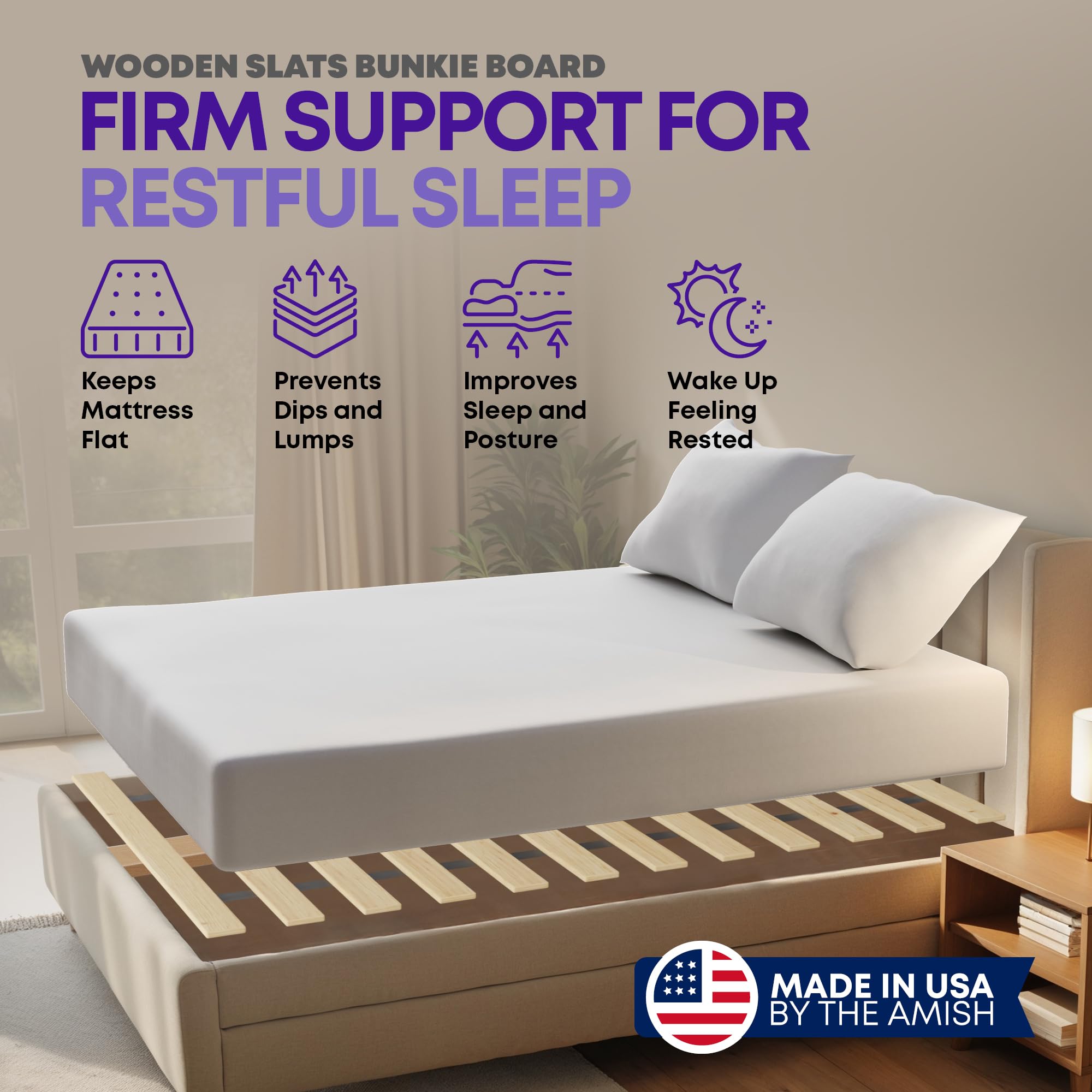 Greaton slats shown with fabric sleeve for quick, even spacing and setup