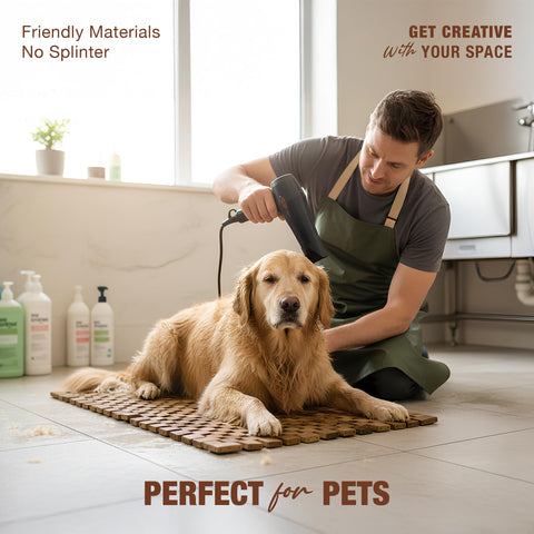 Green Alluvium acacia wood mat easy maintenance wipe-clean