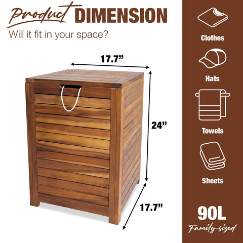 GREEN ALLUVIUM hamper with side handles enables easy in-home transport.