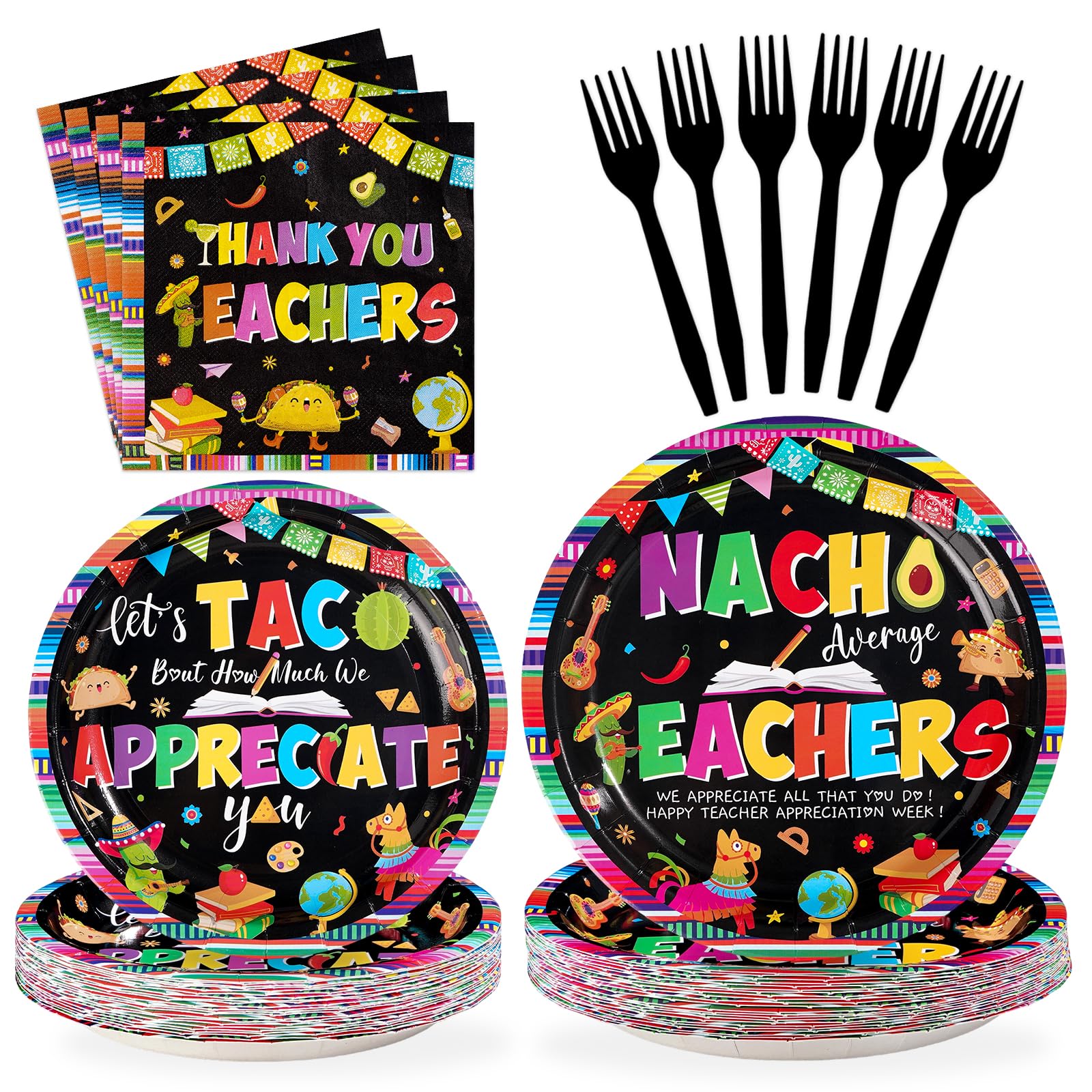 Greencian Nacho Average Teachers plates for festive classroom celebrations.