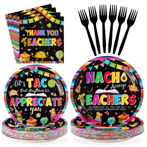Greencian Nacho Average Teachers plates for festive classroom celebrations.