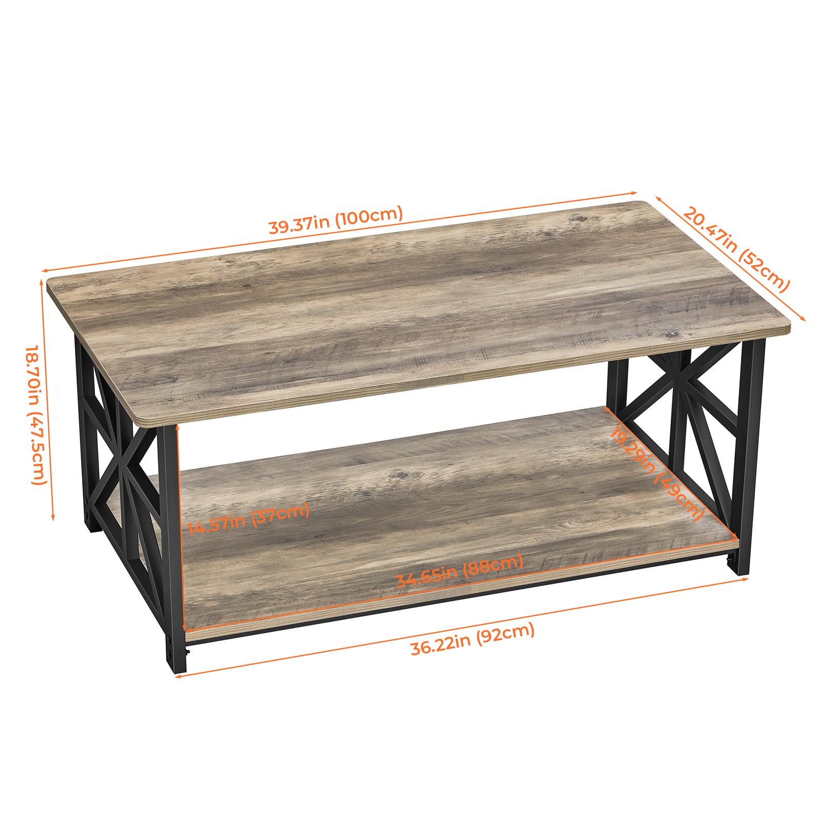 GreenForest coffee table measures 39 inches in length for compact living rooms