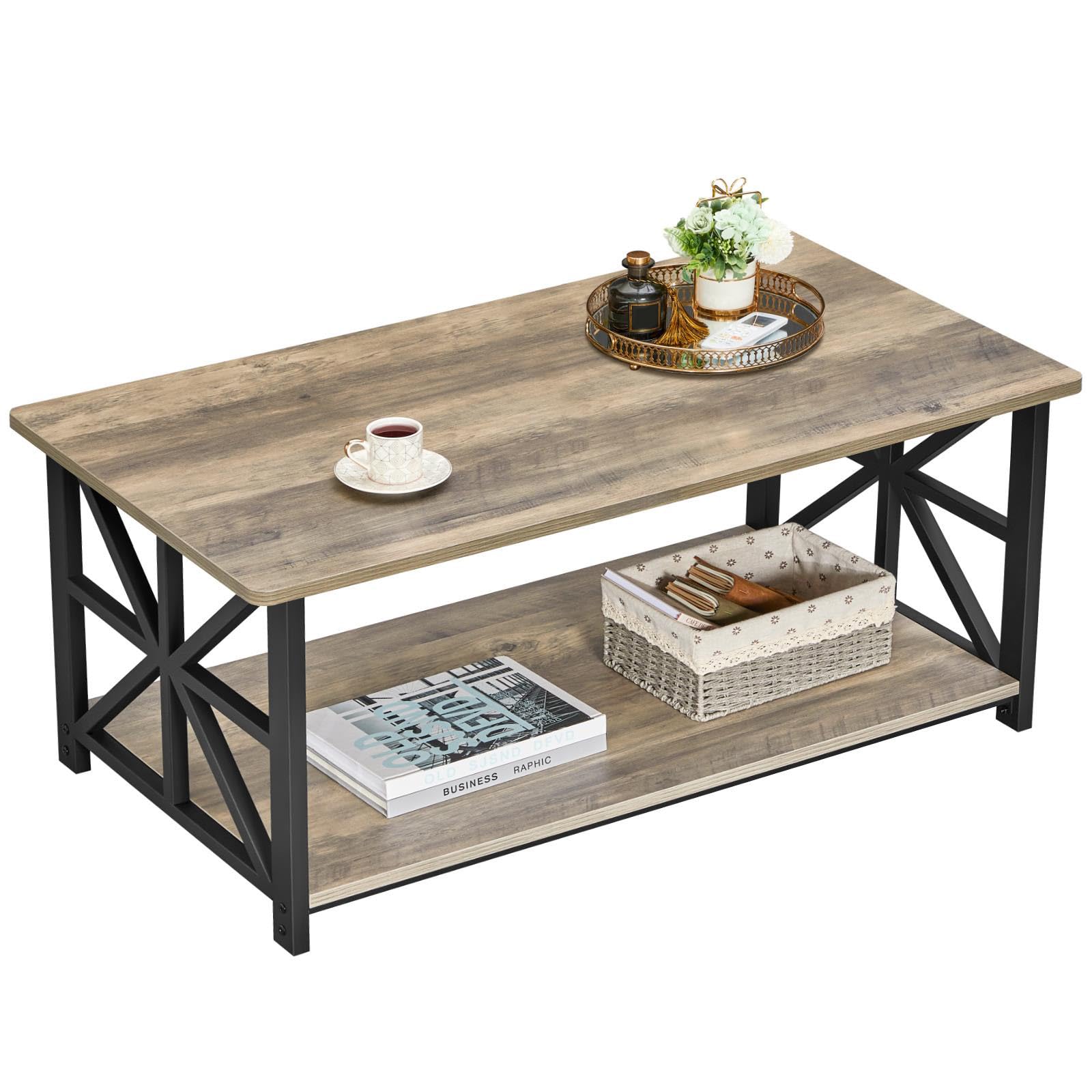 GreenForest coffee table with round corners in gray wash for safer living rooms