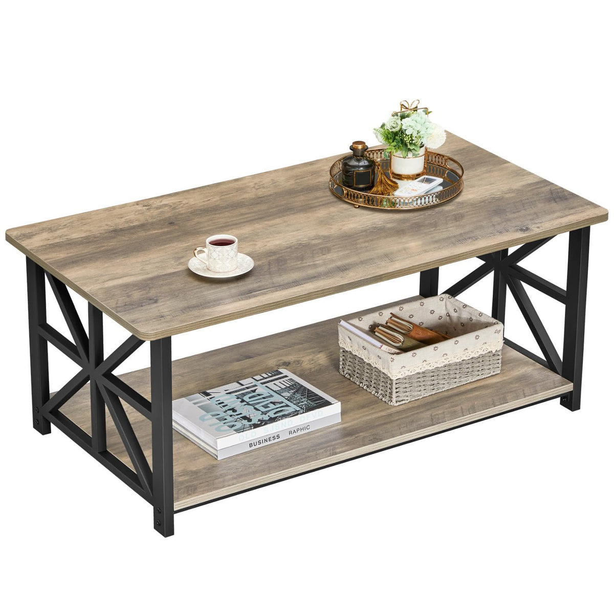 GreenForest coffee table with round corners in gray wash for safer living rooms