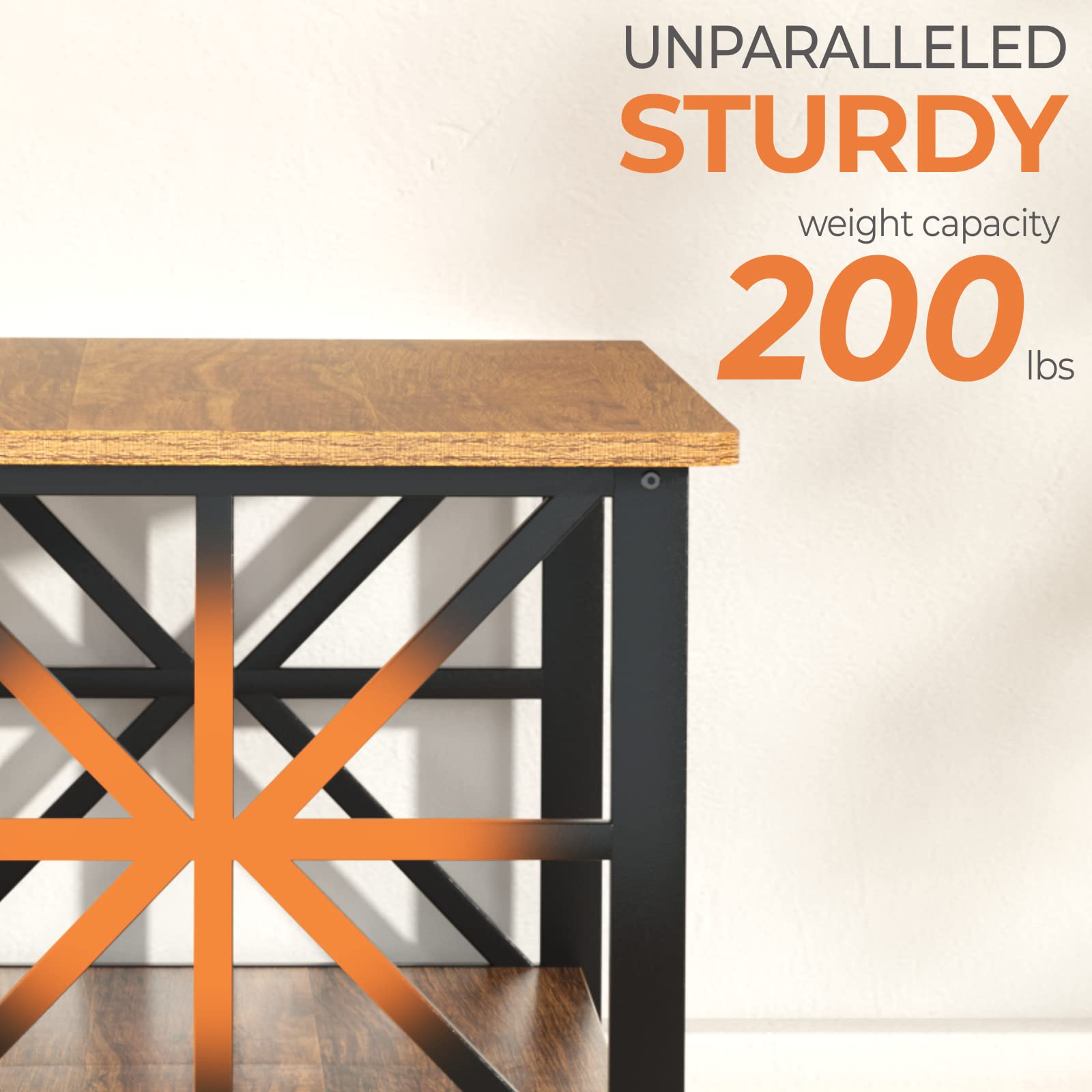 GreenForest coffee table in Walnut finish adds warm farmhouse style.