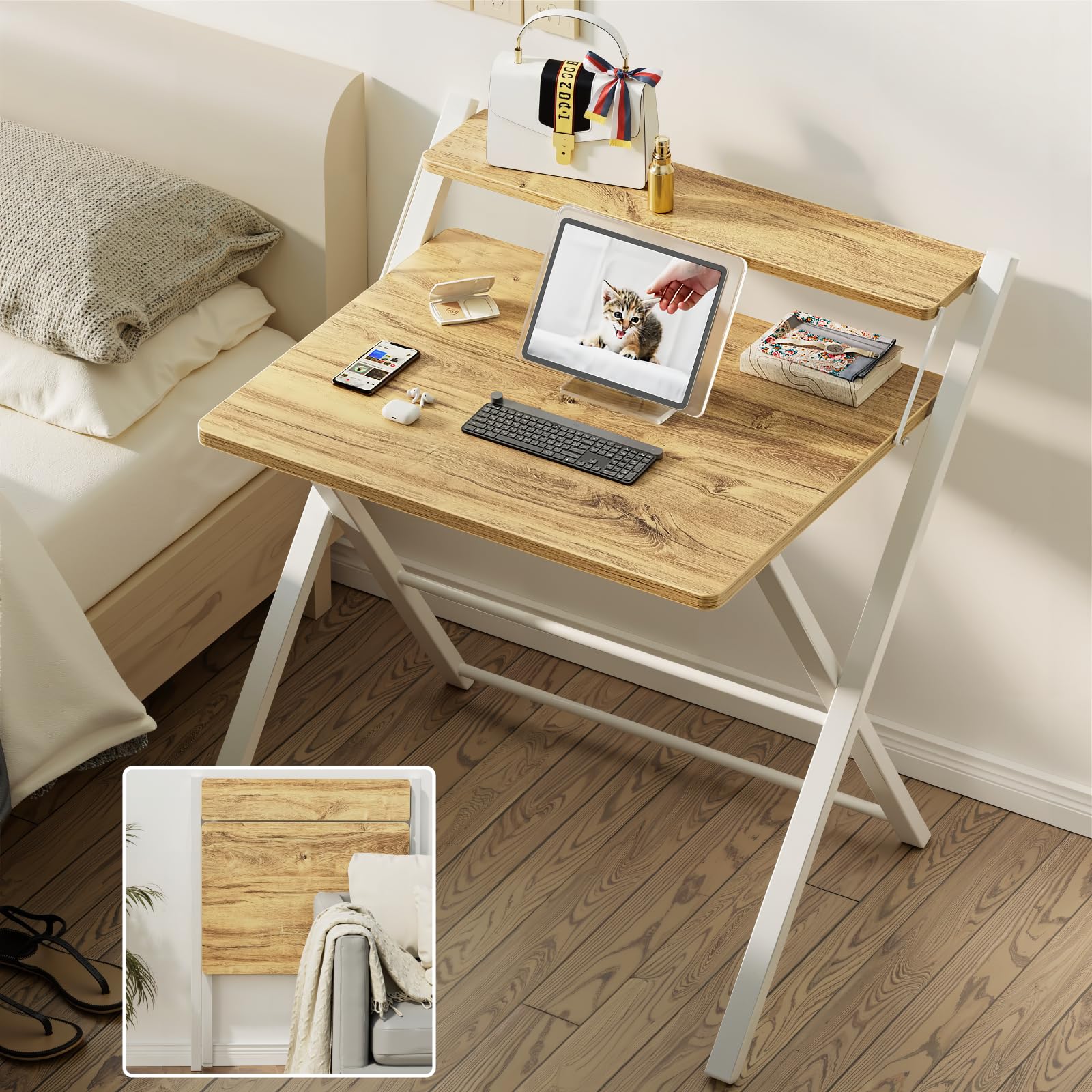 GreenForest foldable desk with lightweight frame for easy movement.