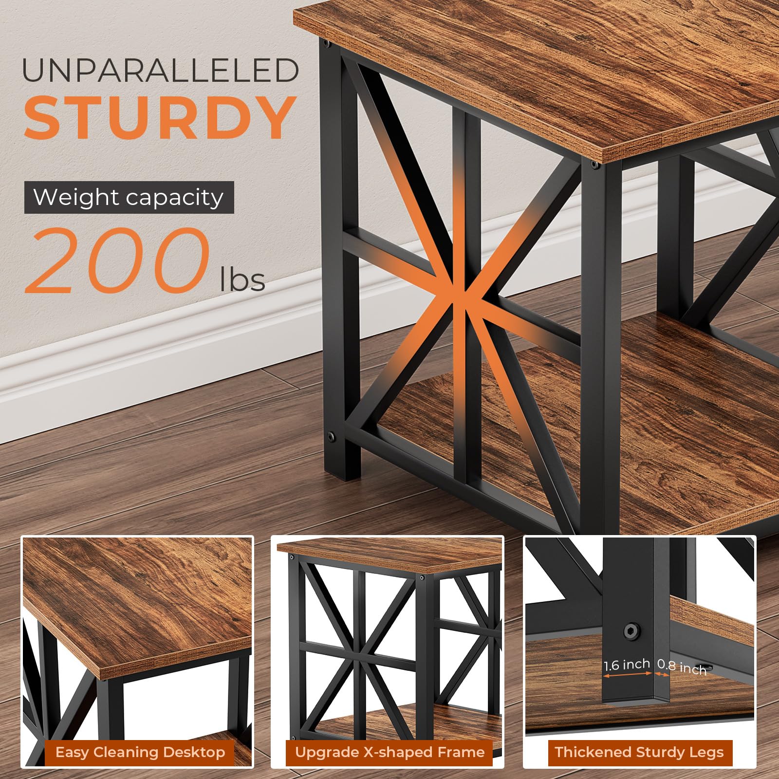 GreenForest end table placed in a living room setup with sofa and lamp