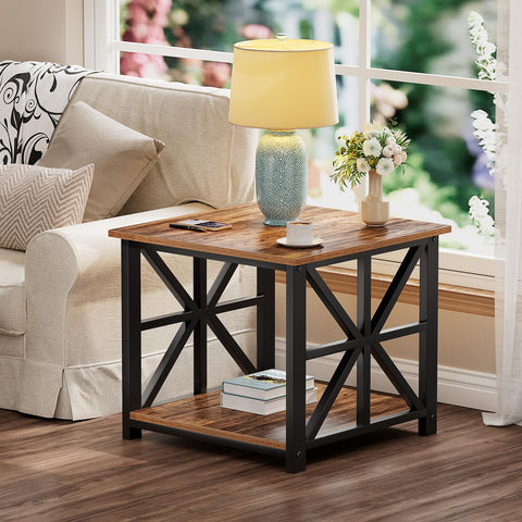GreenForest end table functioning as a printer stand with stable surface