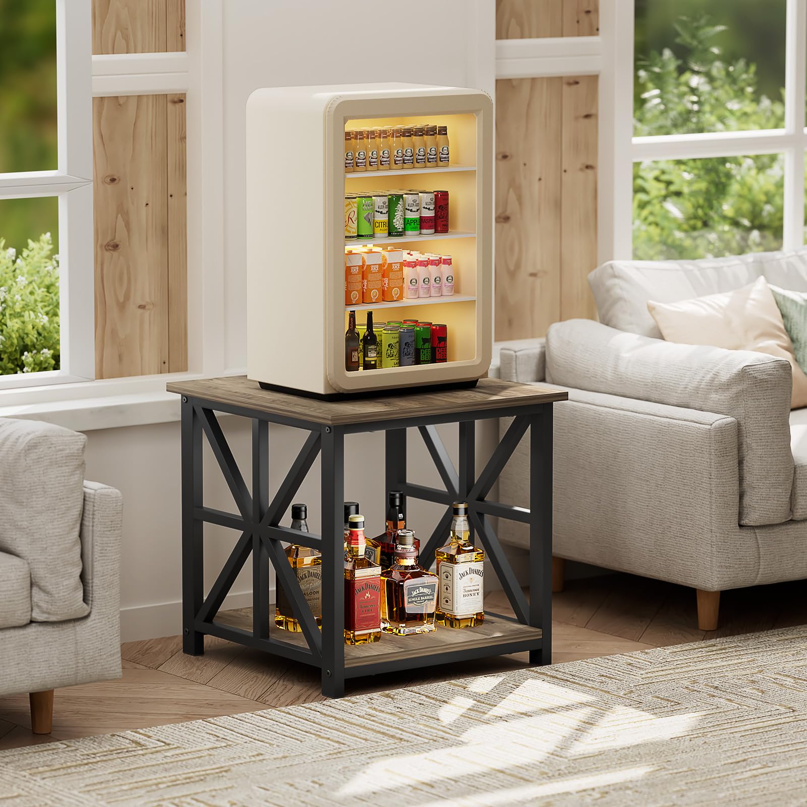 GreenForest end table rustic grey wash finish suits various decors