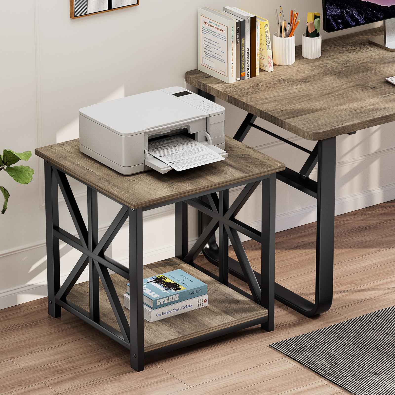 GreenForest end table sturdy MDF and steel frame supports heavy items
