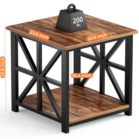 Top surface of GreenForest end table measuring 23.6 by 23.6 inches for lamps and decor