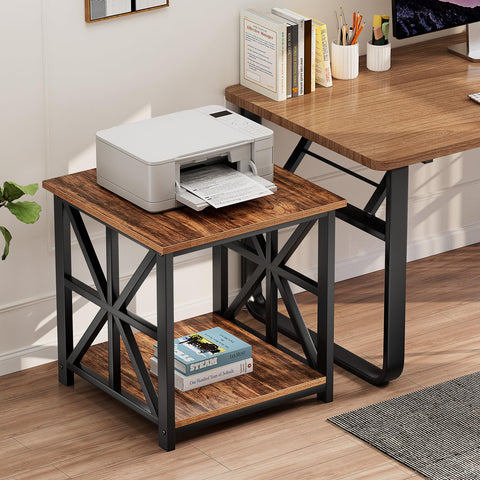 GreenForest end table in walnut finish with warm grain