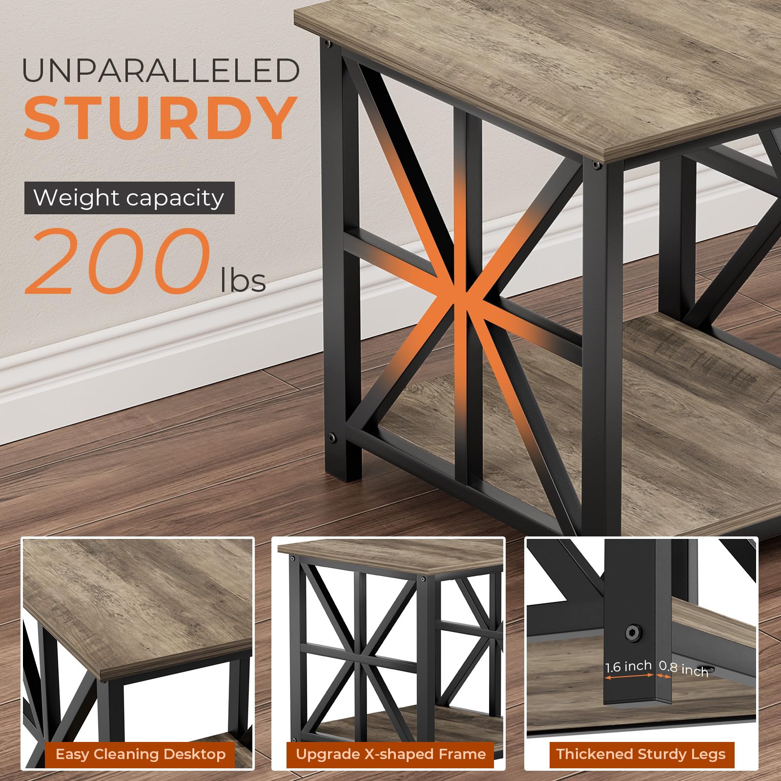 GreenForest end table X-frame adds stability for daily use