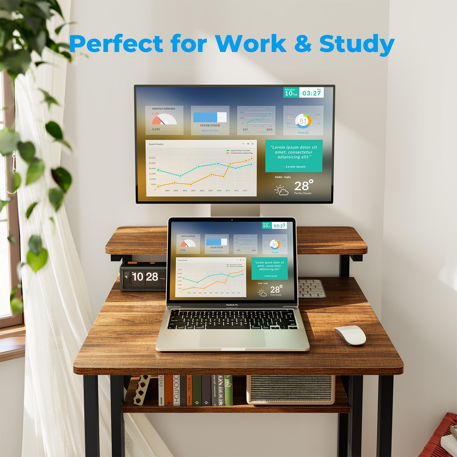 GreenForest folding desk includes labeled parts and tools for quick assembly.