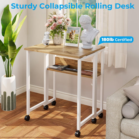 GreenForest folding desk living room setup functions as a laptop station during the day