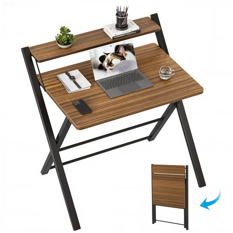 GreenForest no-assembly folding desk in espresso ready for instant setup in small spaces.