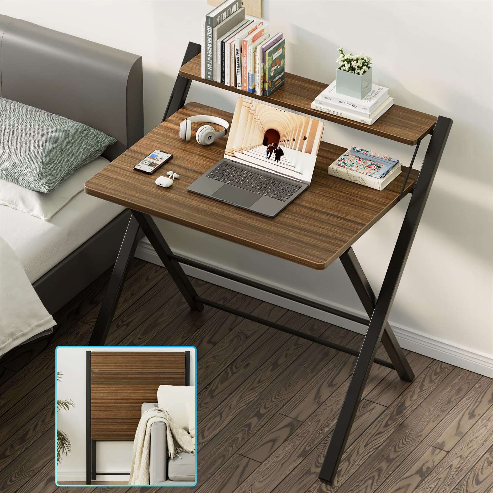 GreenForest portable home office desk espresso suitable for apartments and offices.