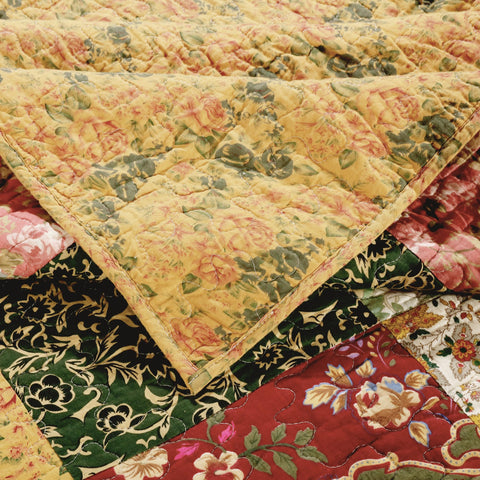 Greenland Home Antique Chic Throw allover floral print with patchwork face