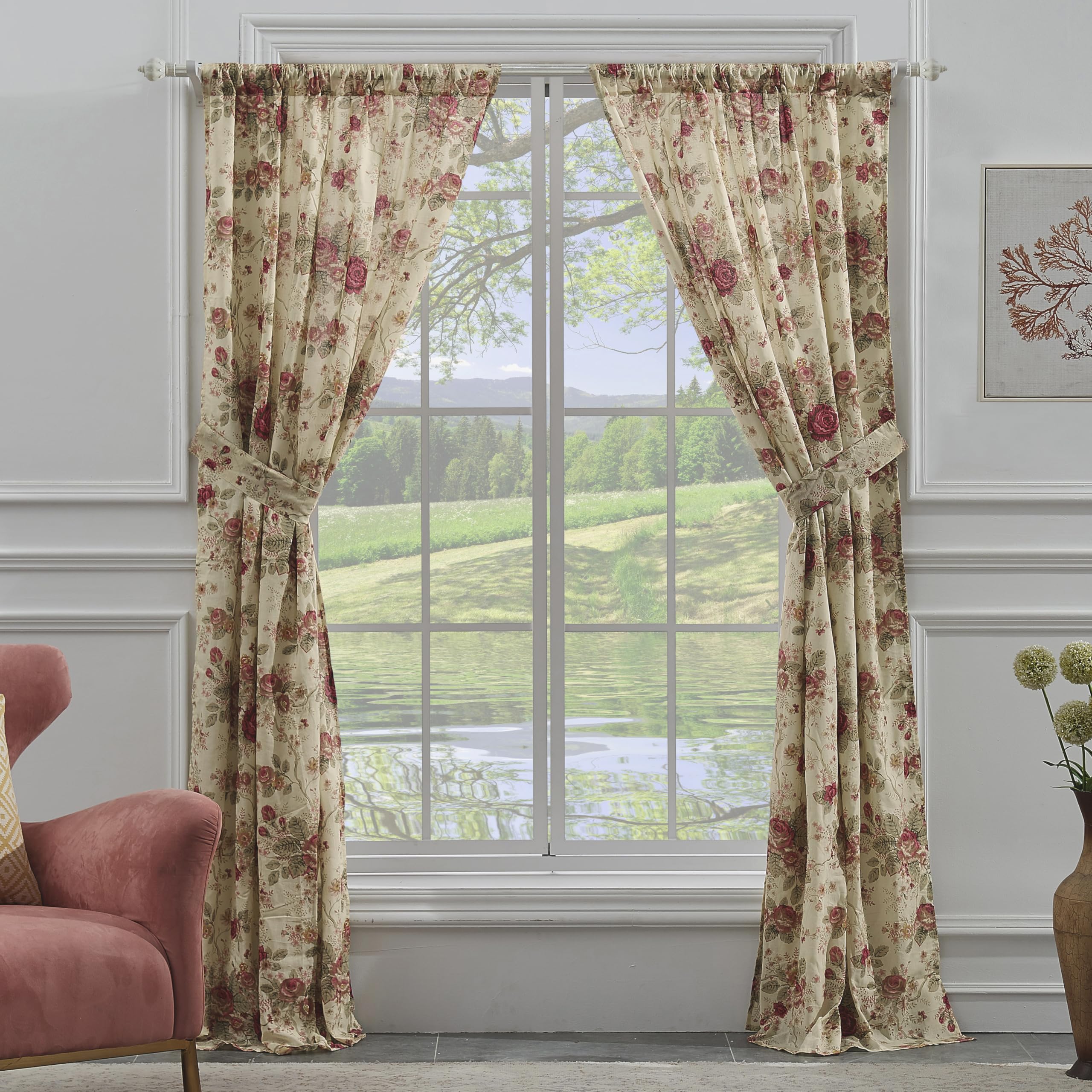 Close-up of Greenland Home Antique Rose fabric texture highlighting cotton material
