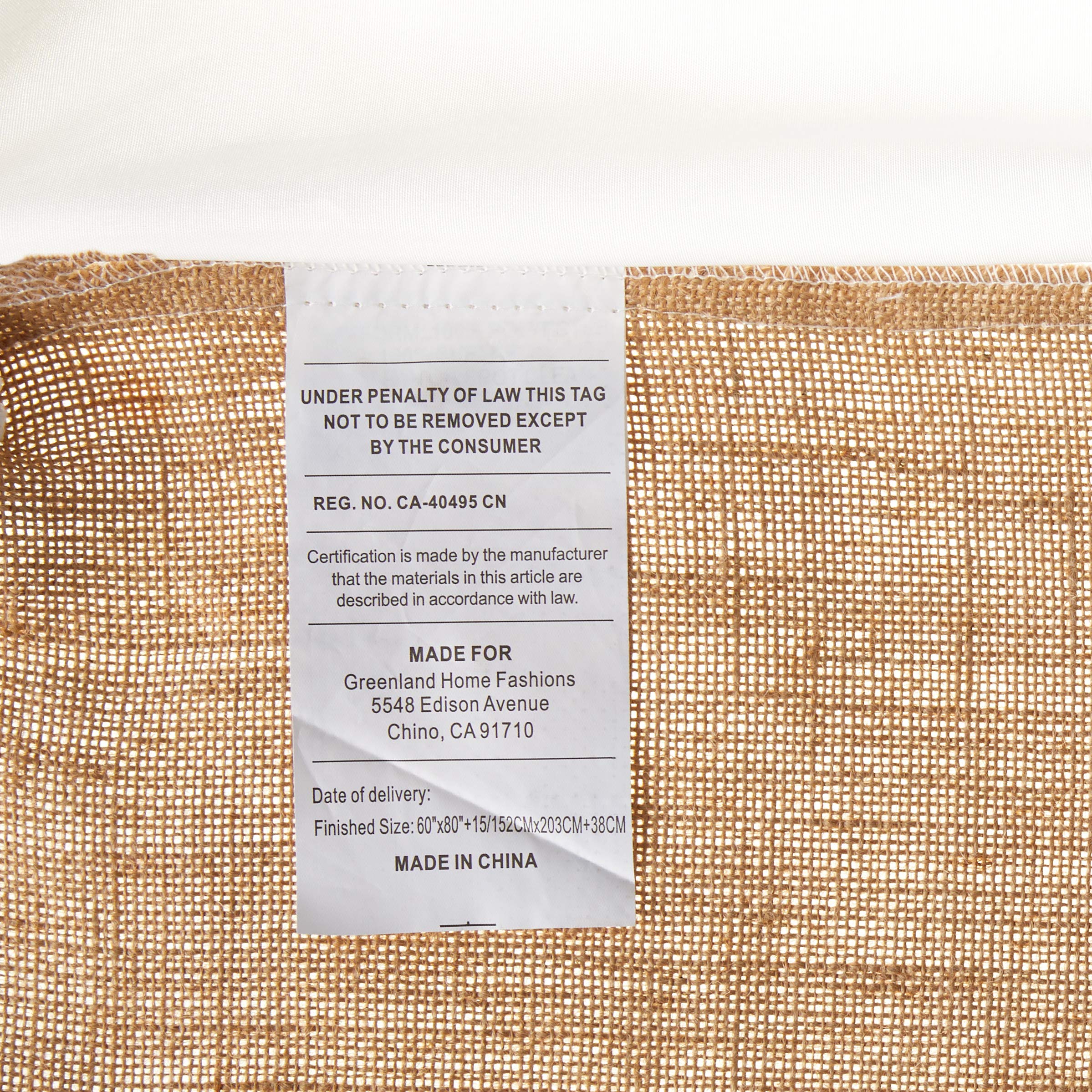 Greenland Home Burlap Bed Skirt closeup reveals natural burlap fibers.