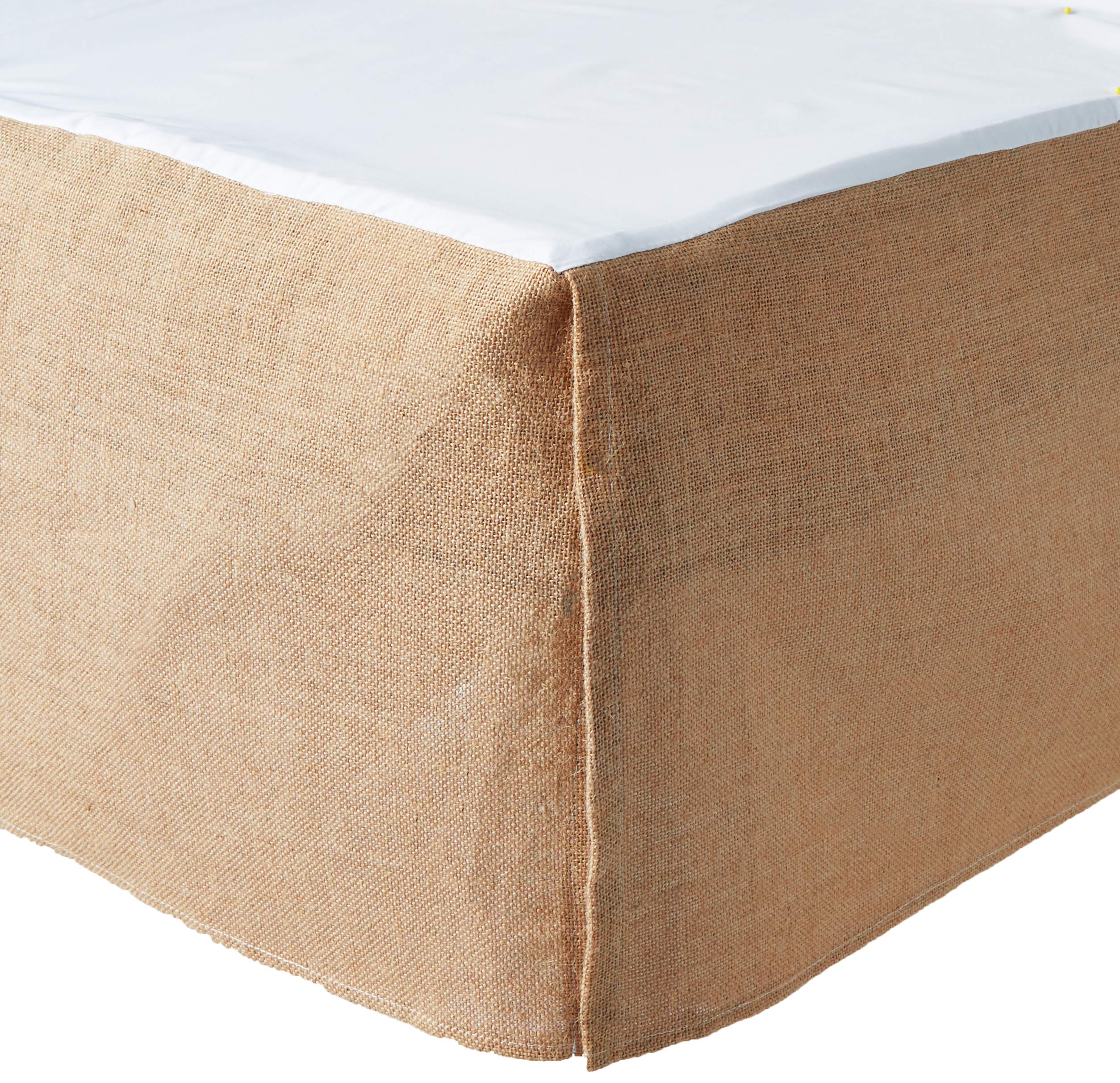 Greenland Home Burlap Bed Skirt Queen front view highlights rustic natural fabric.