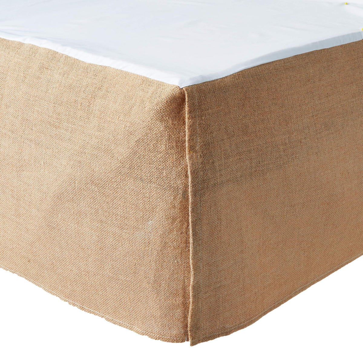 Greenland Home Burlap Bed Skirt Queen front view highlights rustic natural fabric.