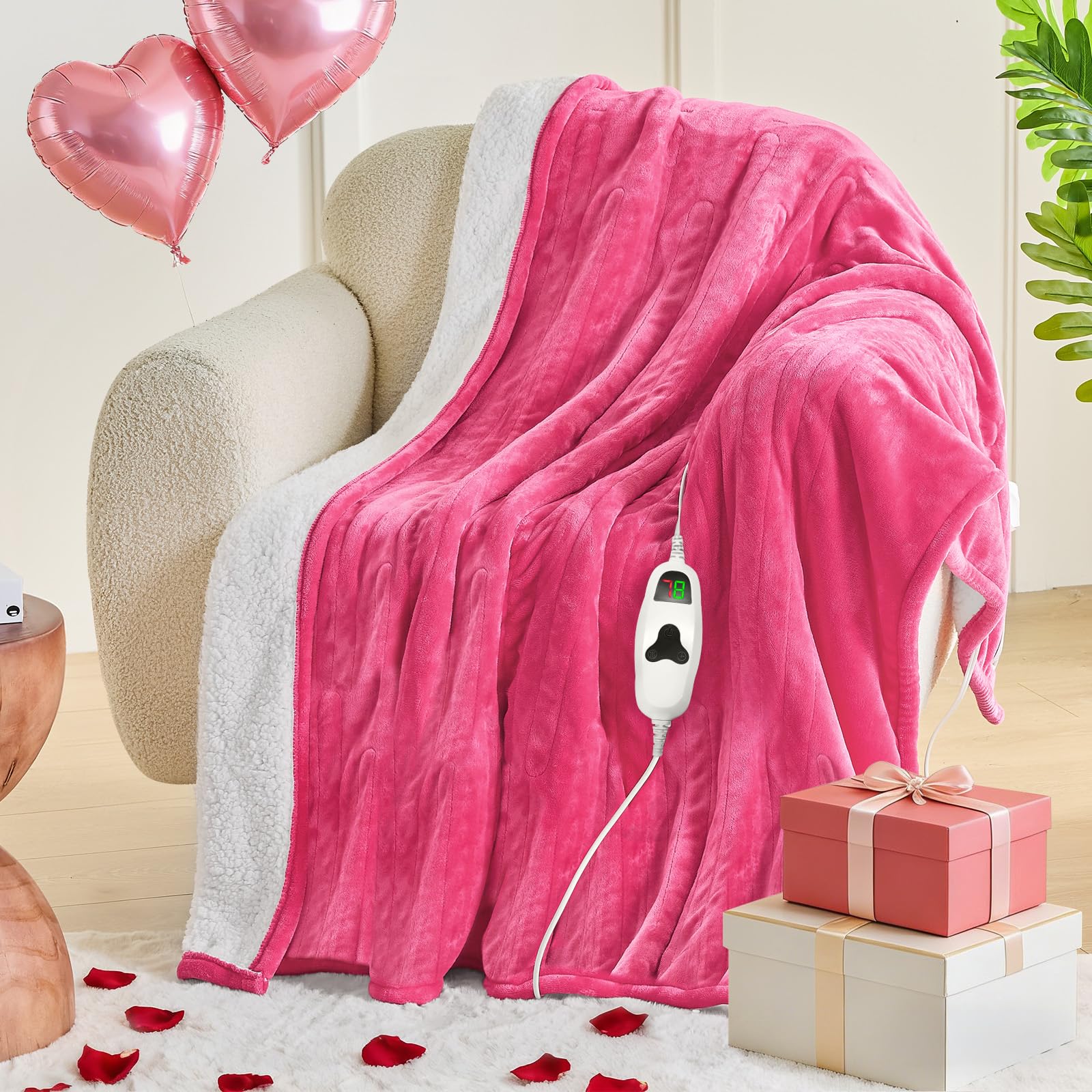 Greenoak coral pink heated blanket makes a thoughtful gift for women