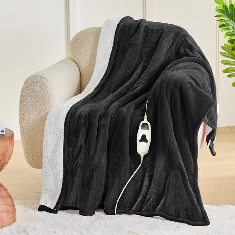 Greenoak heated blanket soft fleece sherpa surface for luxe comfort.