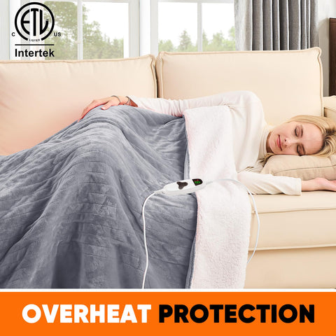 Greenoak electric throw showing 10 heat levels for customizable comfort