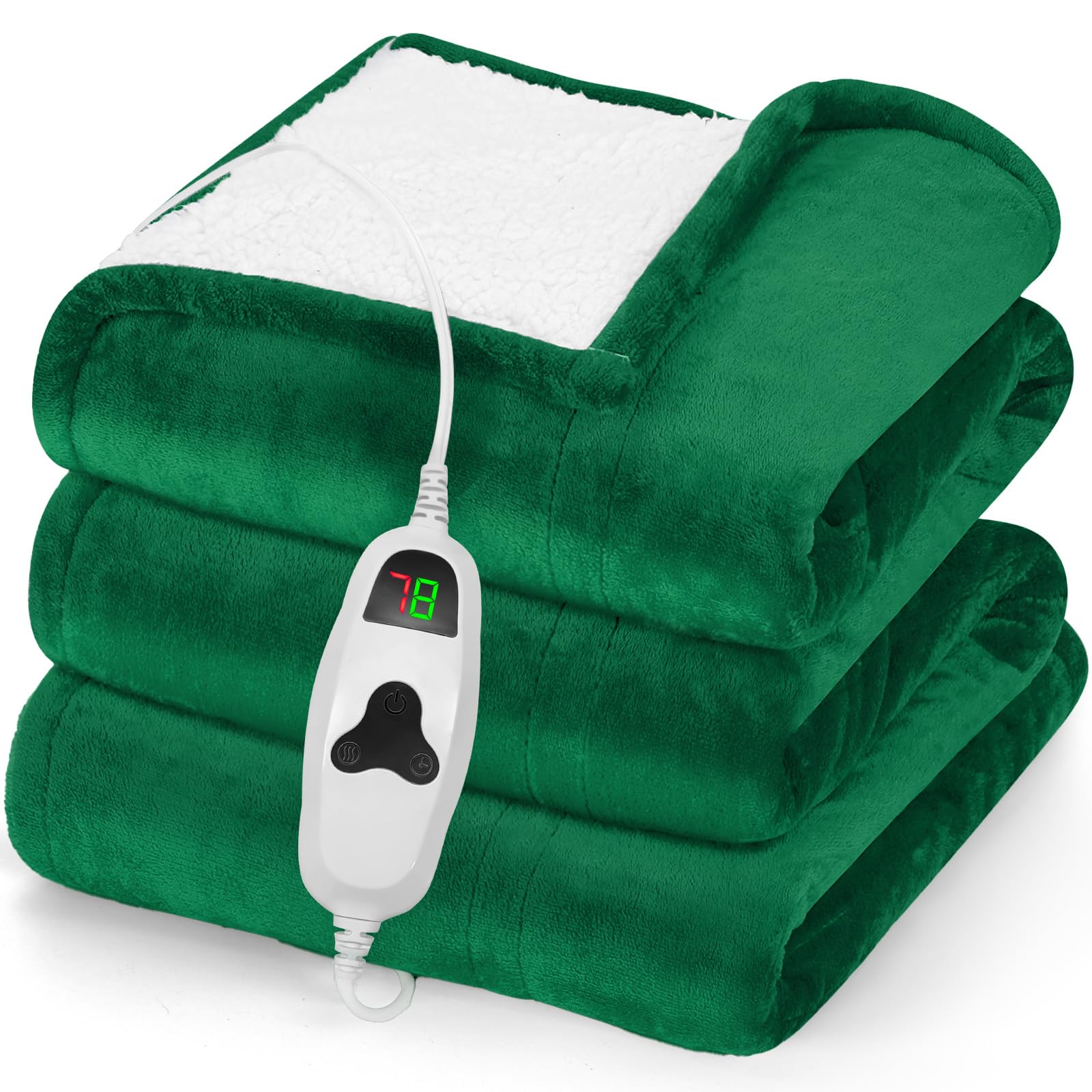 Greenoak heated blanket 50x60 laid flat on bed for winter warmth.
