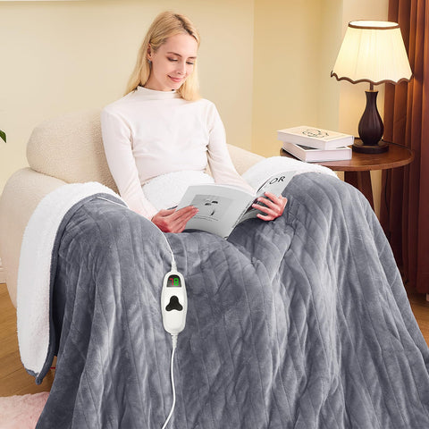 Greenoak heated blanket full size 72x84 with plush fleece for cozy warmth.
