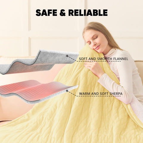 Greenoak heated blanket senior-friendly cozy setup on couch or chair