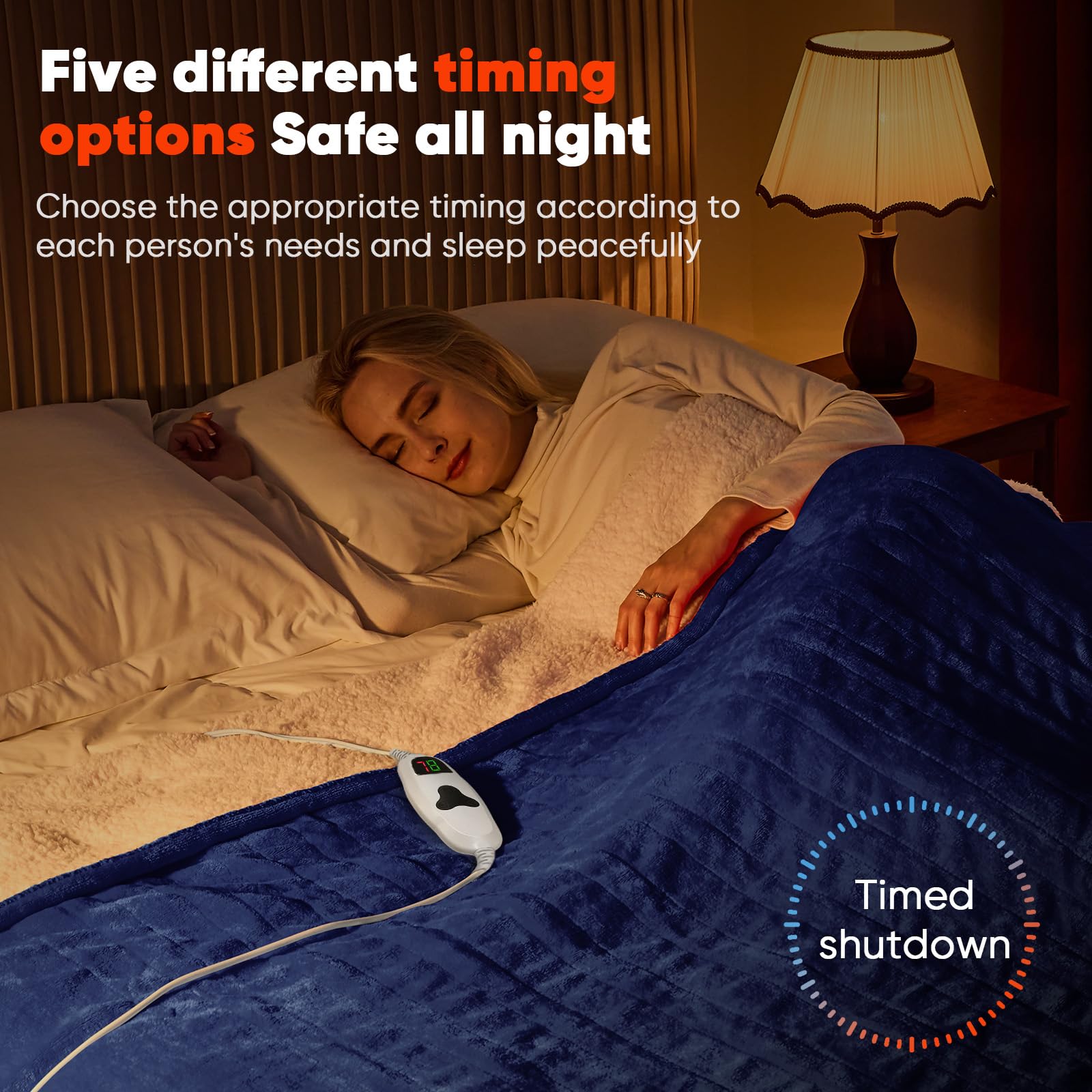 Wide twin size delivers even warmth across your lap and legs