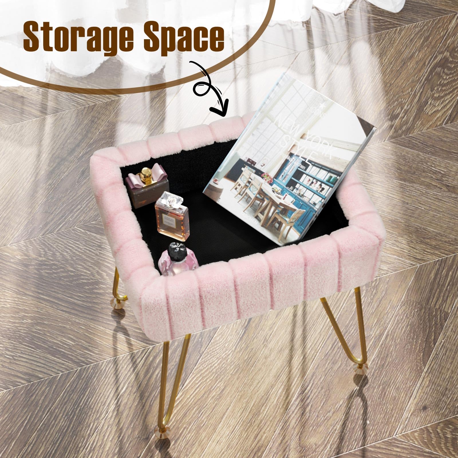 GREENSTELL easy-assembly vanity stool with included screws