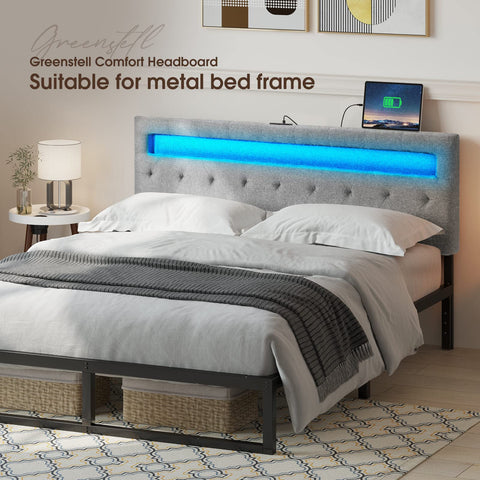 GREENSTELL headboard with USB-C charging keeps devices powered from bed