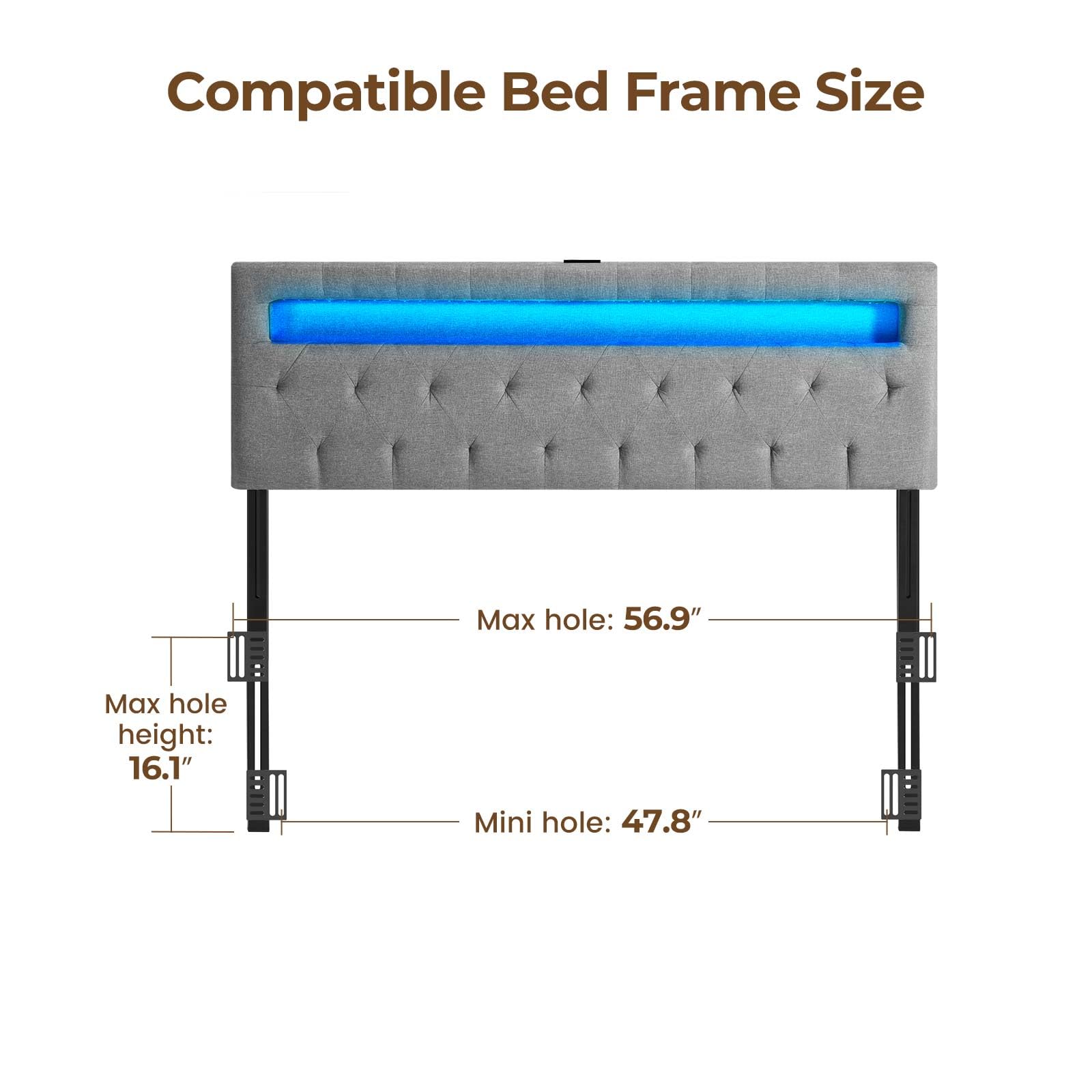 GREENSTELL headboard wall-mount option to save space and keep a clean look
