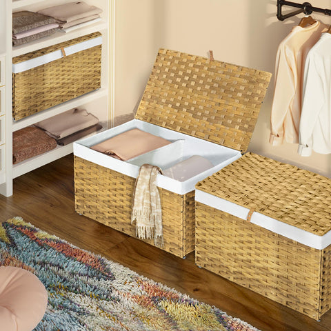 GREENSTELL large wicker storage basket with handles for easy transport