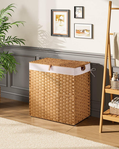 Greenstell 110L capacity laundry hamper highlights ample space for full loads.