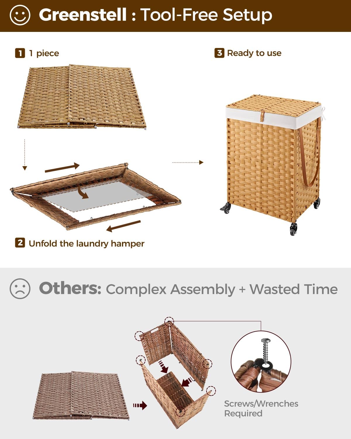 GREENSTELL foldable design saves space when not in use.