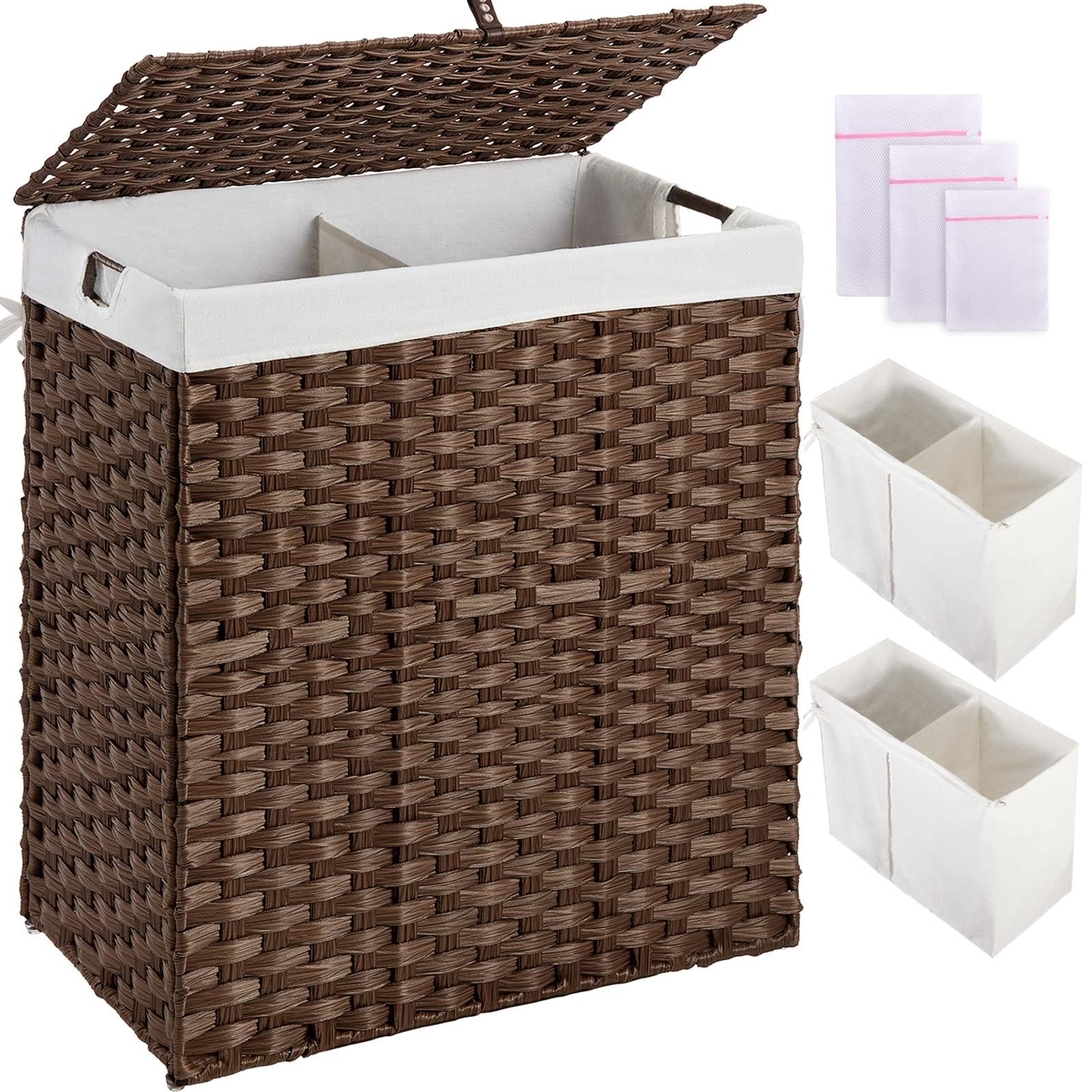 Greenstell laundry hamper front view showing sturdy transport design.