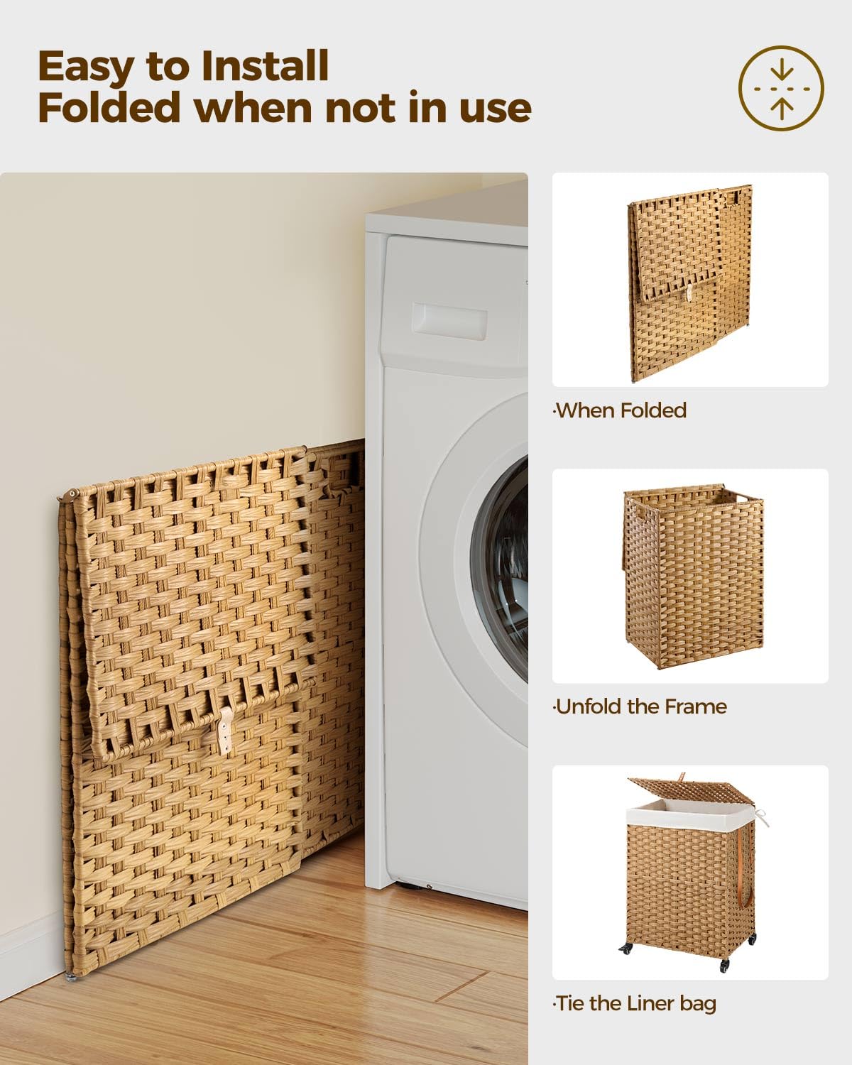 GREENSTELL 90L/110L capacity fits blankets and towels.