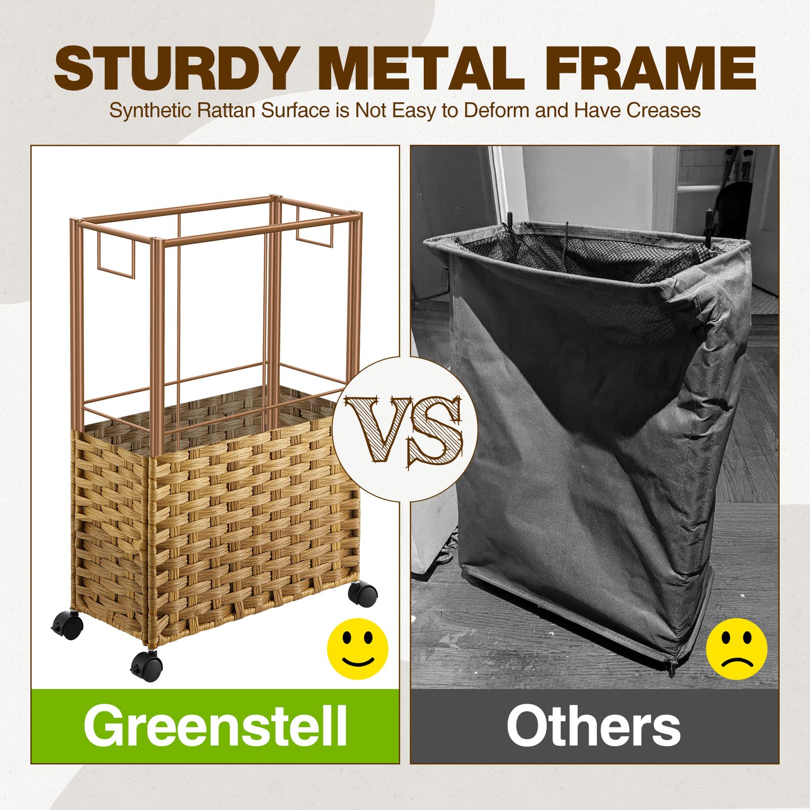 GREENSTELL natural rattan basket showcases a warm, stylish look.