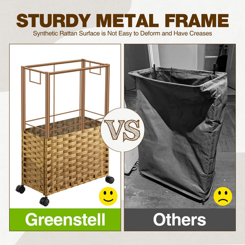 GREENSTELL natural rattan basket showcases a warm, stylish look.